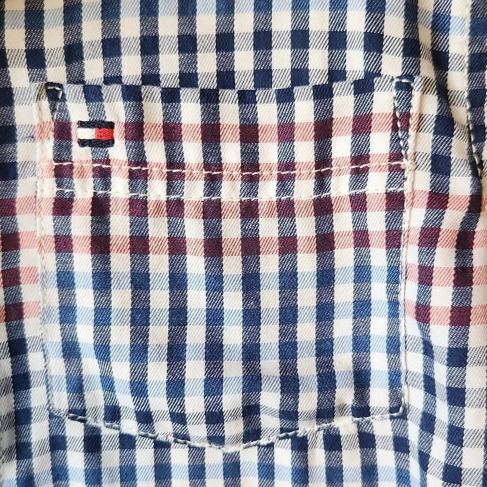 Tommy Hilfiger Blue Pink White Plaid Button Down Shirt - Picture 7 of 13